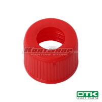 Small drilled plug for fuel tank, red