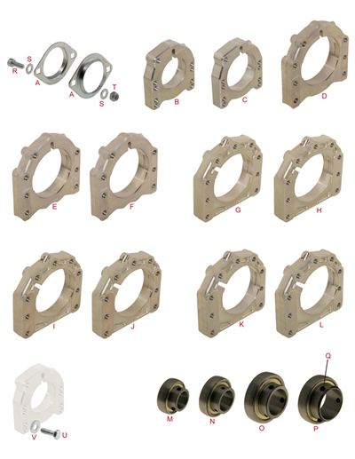 Axle supports and bearings