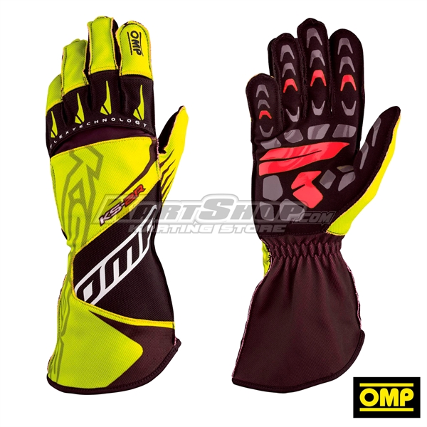 OMP KS-2 MY2022 Gloves, Black / Yellow, Size XXS