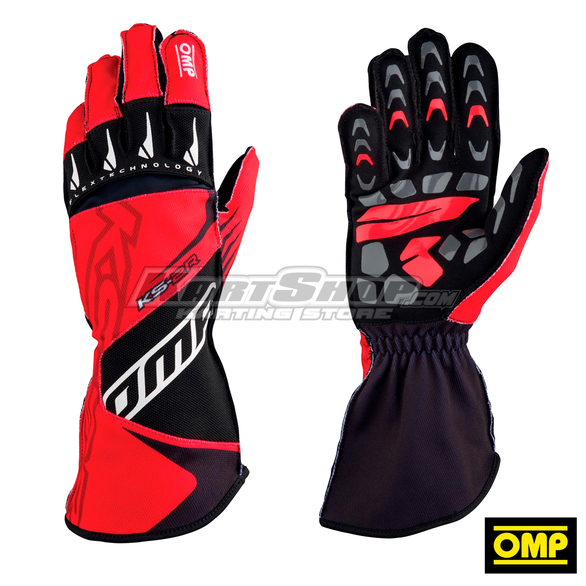 OMP KS-2R MY2022 Gloves, Red / Black, Size XXS