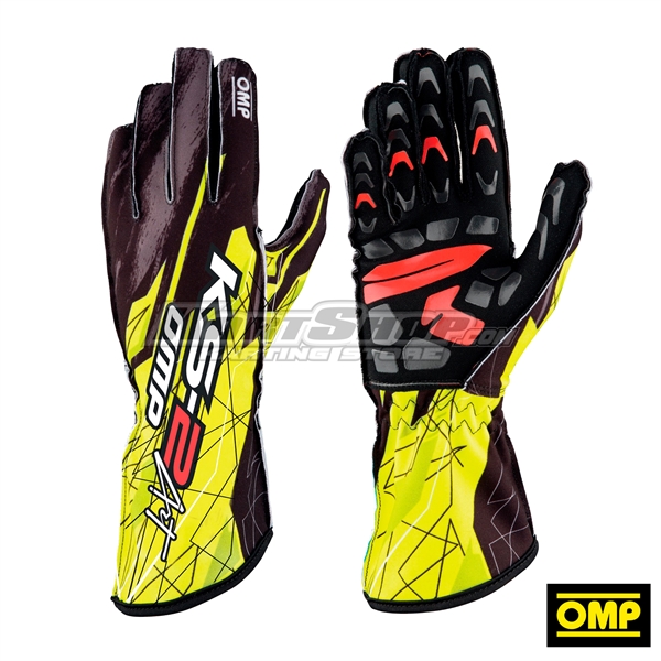 OMP KS-2 ART Gloves, Black / Yellow, Size 5 - Children