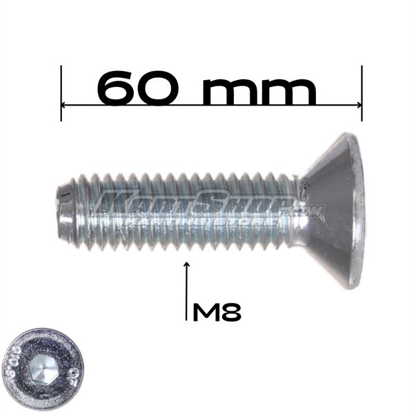 Countersunk bolt, M8x60mm