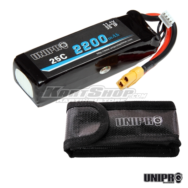 Battery, LiPo, 11,1V 2200 mAh, Including Safe bag, UniGo