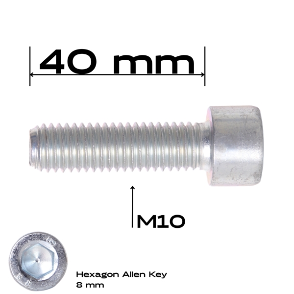 Bolt allen, M10 x 40 mm