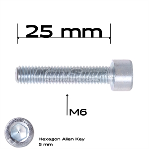 Bolt allen, M6 x 25 mm