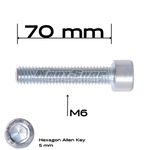 Bolt allen, M6 x 70 mm