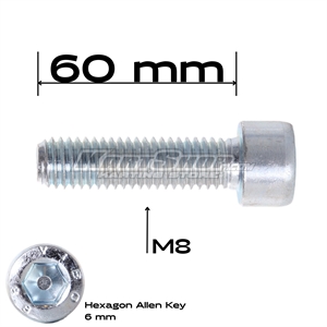 Bolt allen, M8 x 60 mm