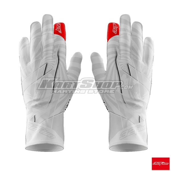 Racing Gloves, WIN IT SPIN IT,  White / Light Grey, Size S